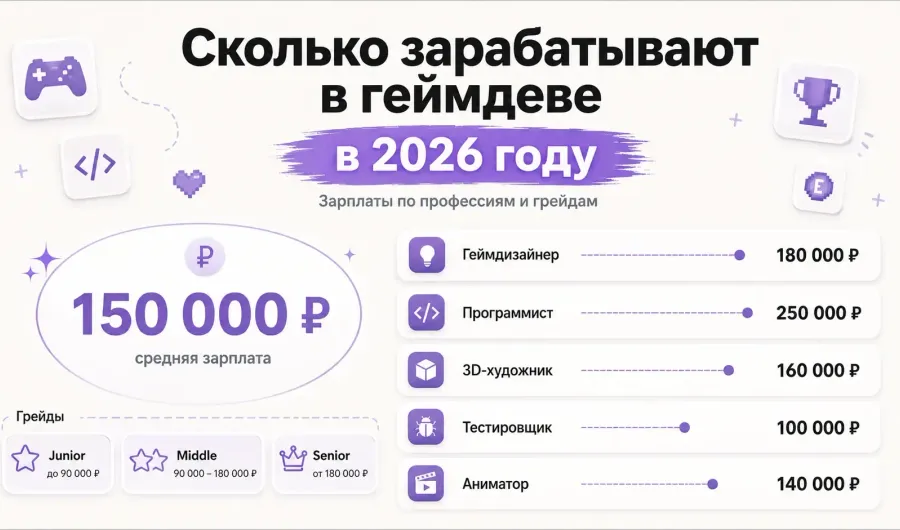 Сколько зарабатывают в геймдеве в 2026 году: зарплаты по профессиям и грейдам