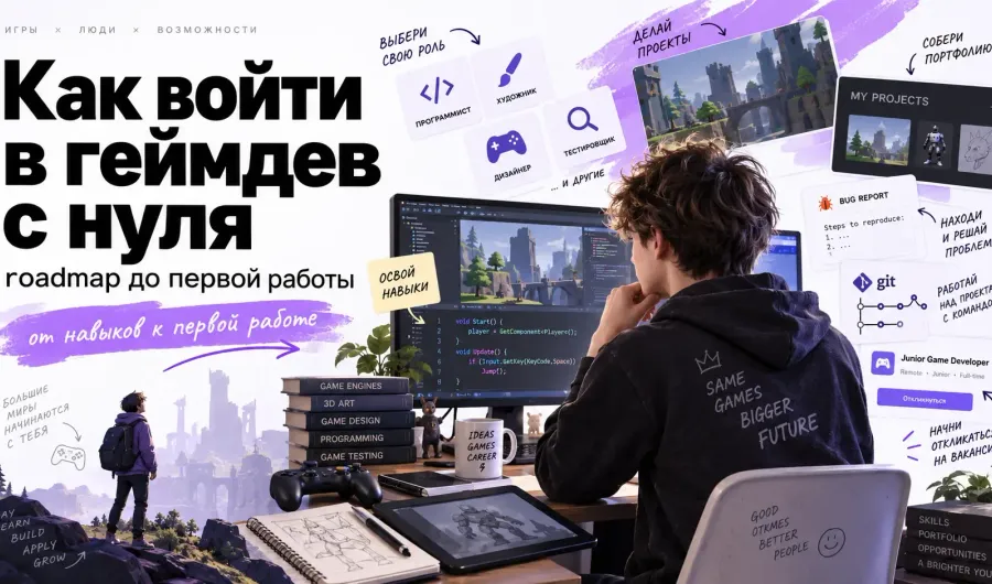 Как войти в геймдев с нуля: roadmap до первой работы
Как войти в геймдев с нуля: roadmap до первой работы