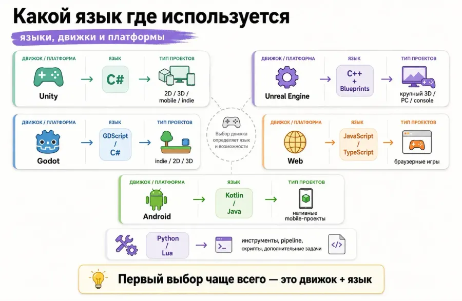 Языки программирования для разных профессий в геймдеве