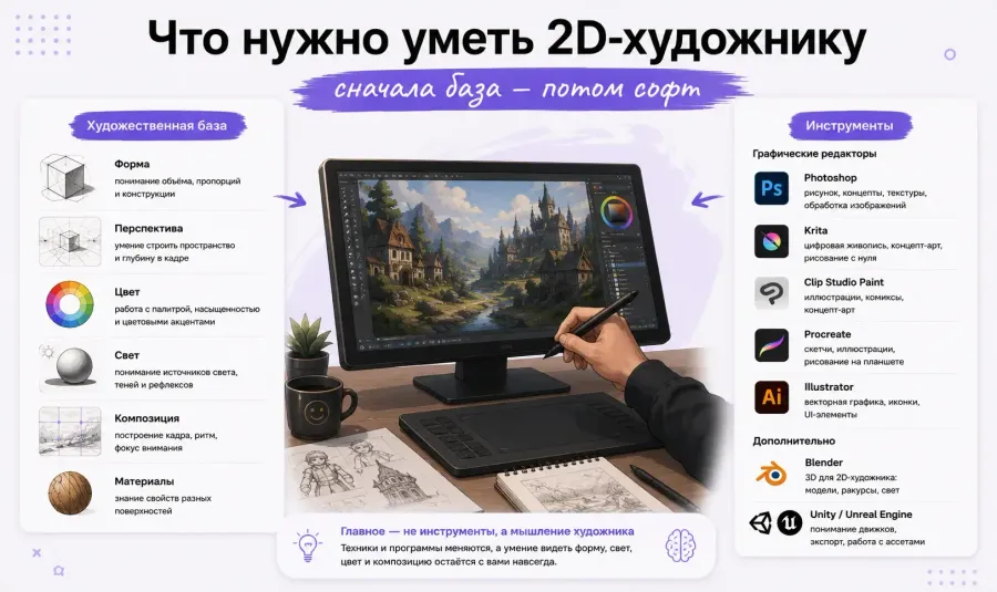 Навыки, которыми должен обладать 2D-художник