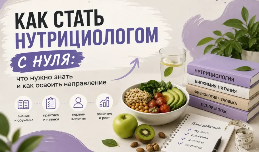 Как стать нутрициологом с нуля: обучение, первые клиенты и частная практика
Как стать нутрициологом с нуля: обучение, первые клиенты и частная практика