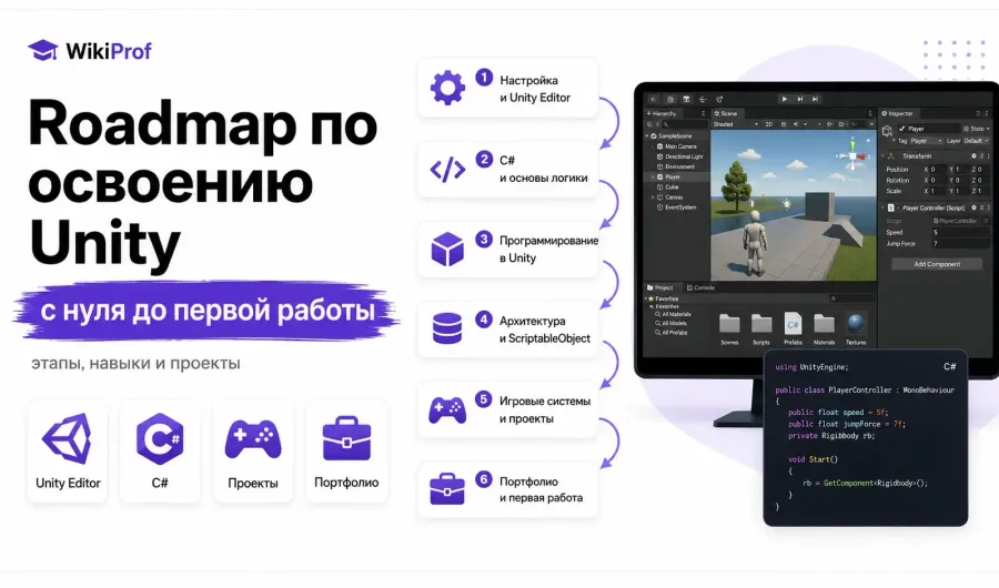 Roadmap по освоению Unity с нуля до первой работы Roadmap по освоению Unity с нуля до первой работы