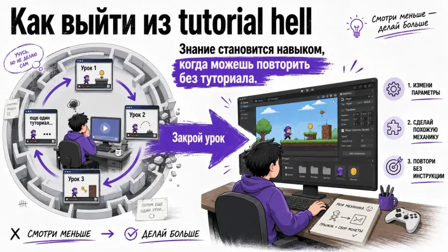 Как выйти из tutorial hell и получить первые навыки