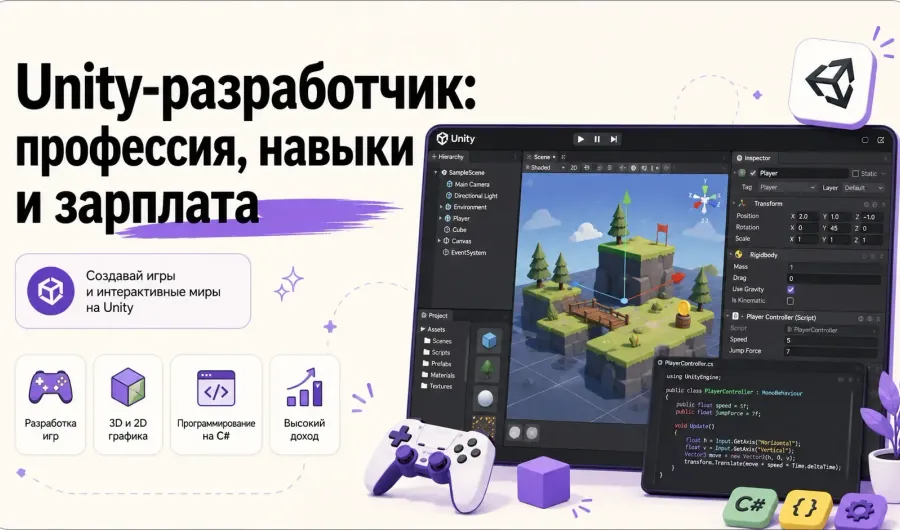 Unity-разработчик 2026: зарплаты, навыки и карьерные перспективы Unity-разработчик 2026: зарплаты, навыки и карьерные перспективы