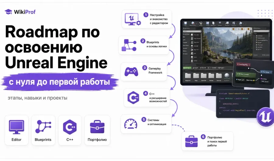 Roadmap по освоению Unreal Engine с нуля до первой работы
